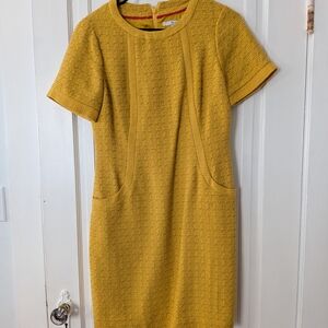 Boden Mustard Textured Short-Sleeve Midi Dress